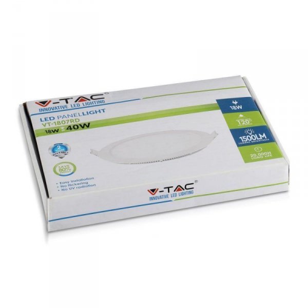 Panel LED V-TAC Premium Downlight 18W Okrągły fi225 VT-1807 4000K 1500lm