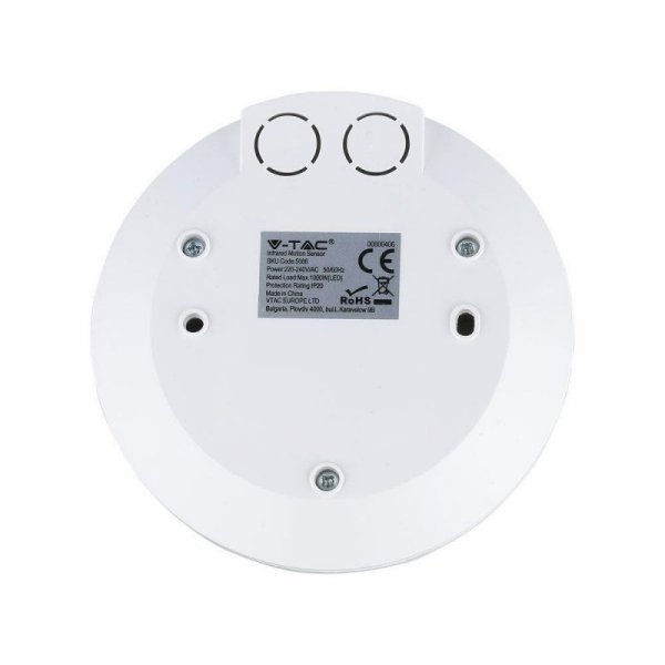 Czujnik Ruchu 360st V-TAC Natynkowy Sufitowy SLIM 25mm Biały VT-8027