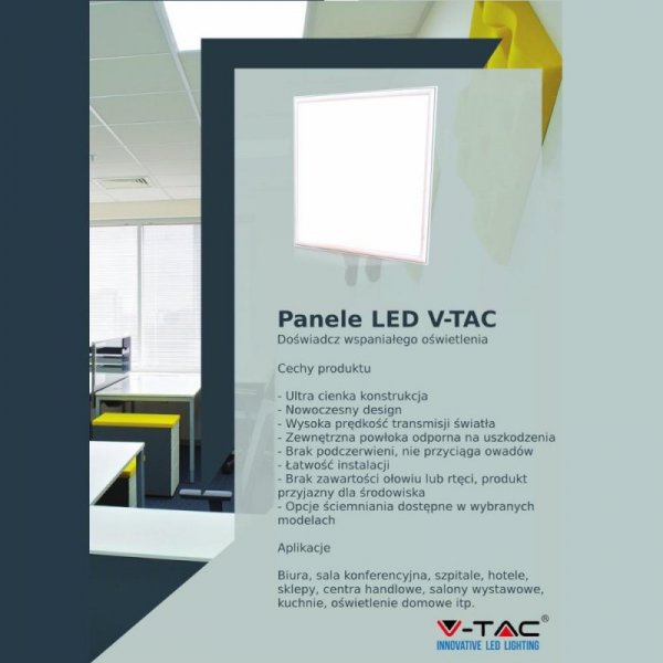 Panel LED V-TAC 45W SAMSUNG CHIP 600x600 VT-645 3000K 3600lm 5 Lat Gwarancji