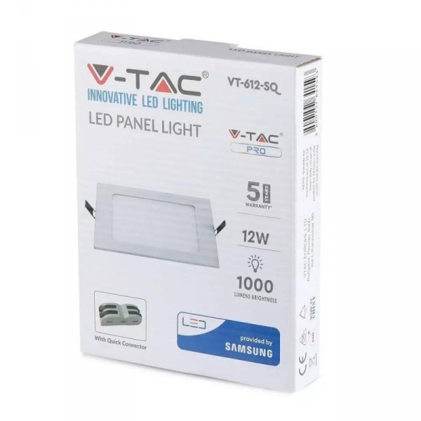 Panel Premium V-TAC 12W LED SAMSUNG CHIP Kwadrat 170x170x12mm VT-612 4000K 1000lm 5 Lat Gwarancji