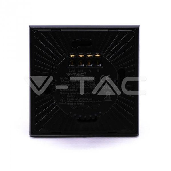 Włącznik Dotykowy Szklany Pojedynczy Schodowy Czarny V-TAC VT-5121