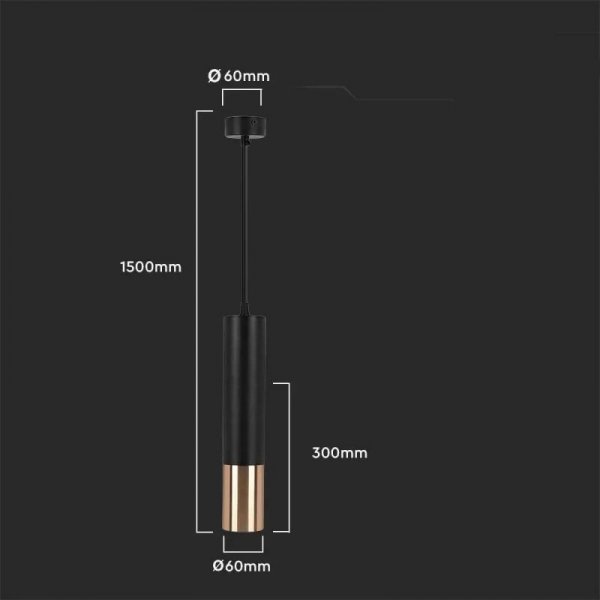 Oprawa Zwieszana V-TAC GU10 GU10 Czarny+Złoty 60x300mm VT-977 3 Lata Gwarancji