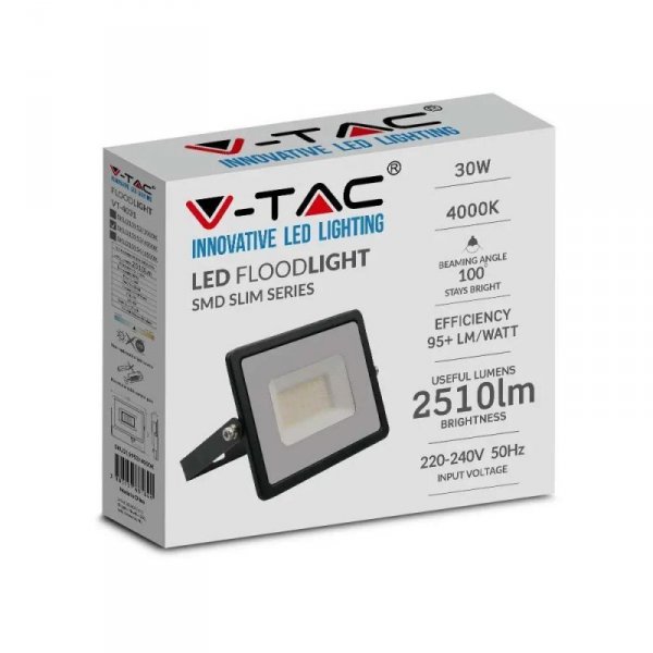 Projektor LED V-TAC 30W SMD E-Series Czarny VT-4031 6500K 2510lm