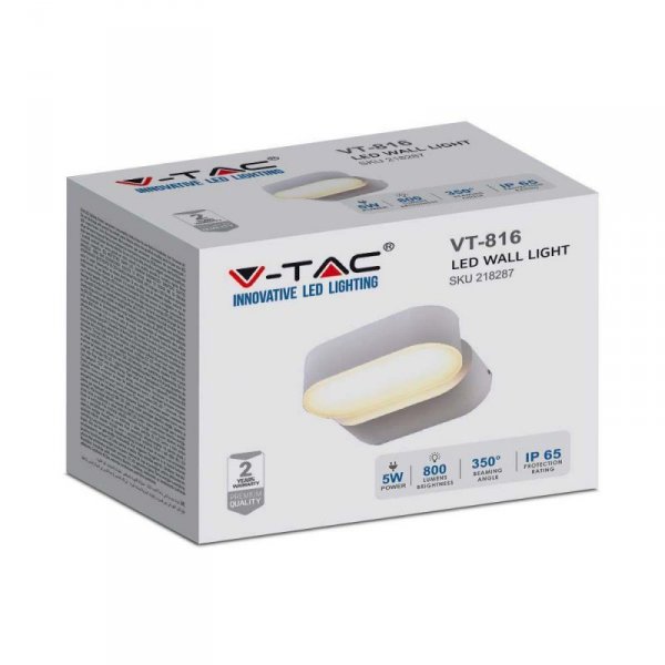 Kinkiet Ścienny V-TAC 6W LED Biały IP65 Obrotowy 350st VT-816-W-N 4000K 800lm