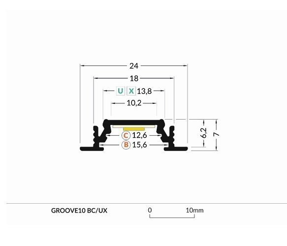 Profil LED GROOVE10 BC/UX 1M.