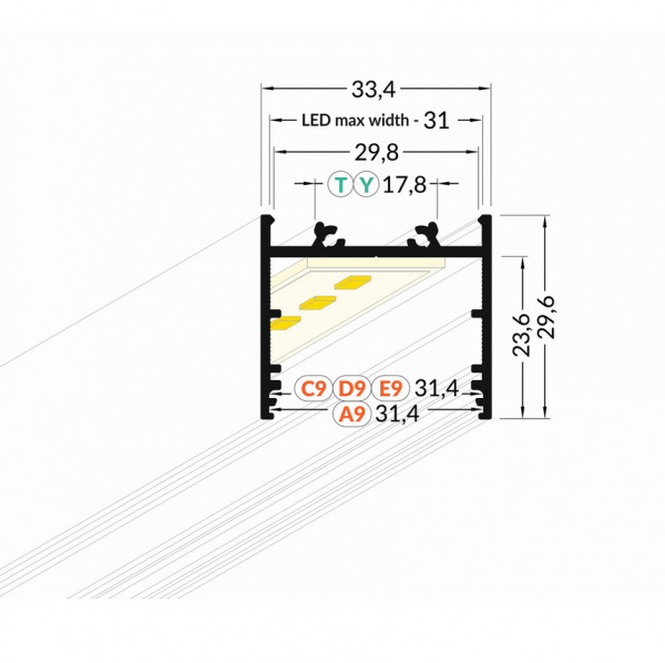 Profil aluminiowy LED VARIO30-02 1m.