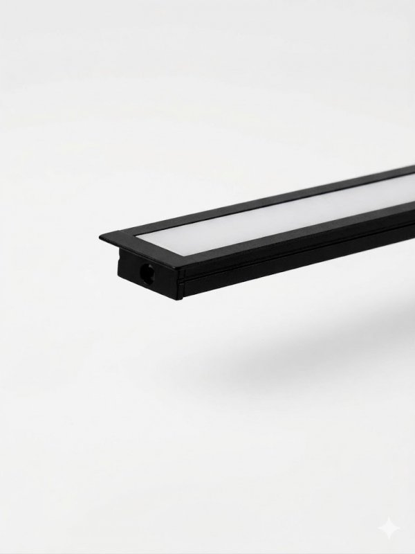  Profil LP-B wpuszczany czarny 1m kpl. klosz zaślepki uchwyty 