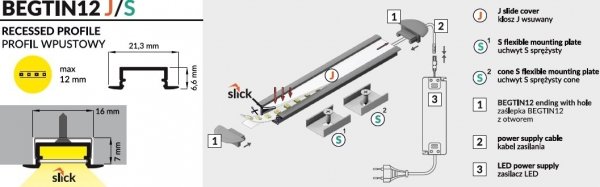  PROFIL LED BEGTIN12 J/S 1m