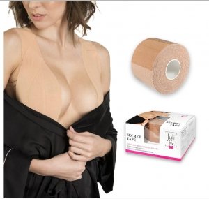 Taśma do modelowania biustu Julimex Secret Tape beżowa 5 cm