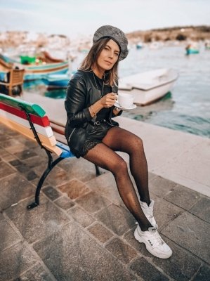 Rajstopy wzorzyste kabaretki w kropki Selena Nero Gabriella