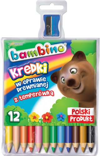 Kredki ołówkowe Bambino 12 kolorów z temperówką