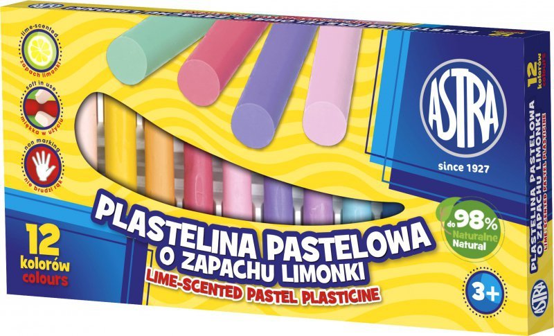 Plastelina Astra pastelowa o zapachu limonki 12 kolorów