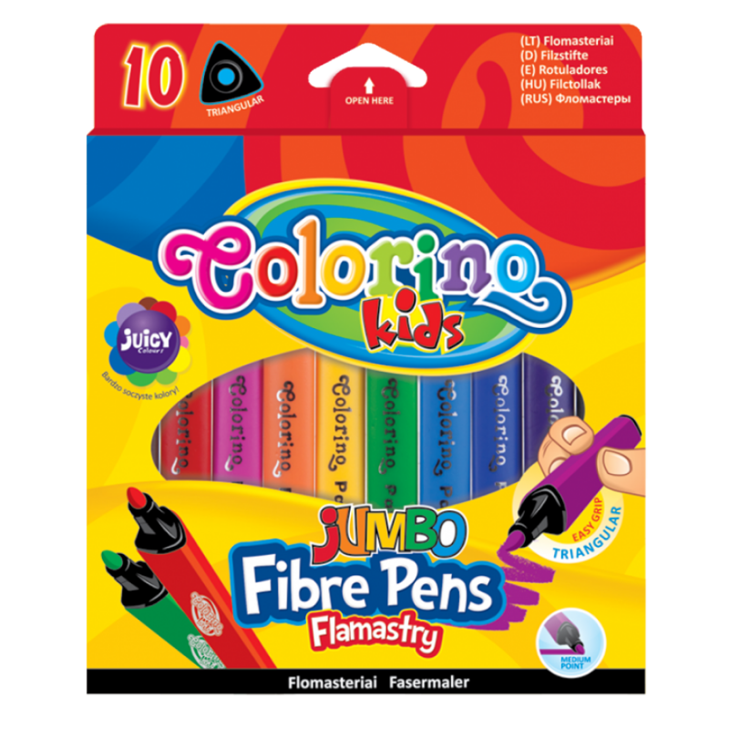 Flamastry Colorino Kids jumbo trójkątne 10 kolorów