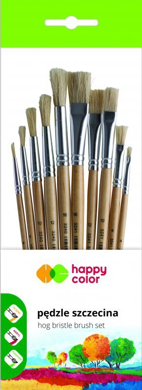Pędzle Happy Color szkolne szczecina 10 sztuk