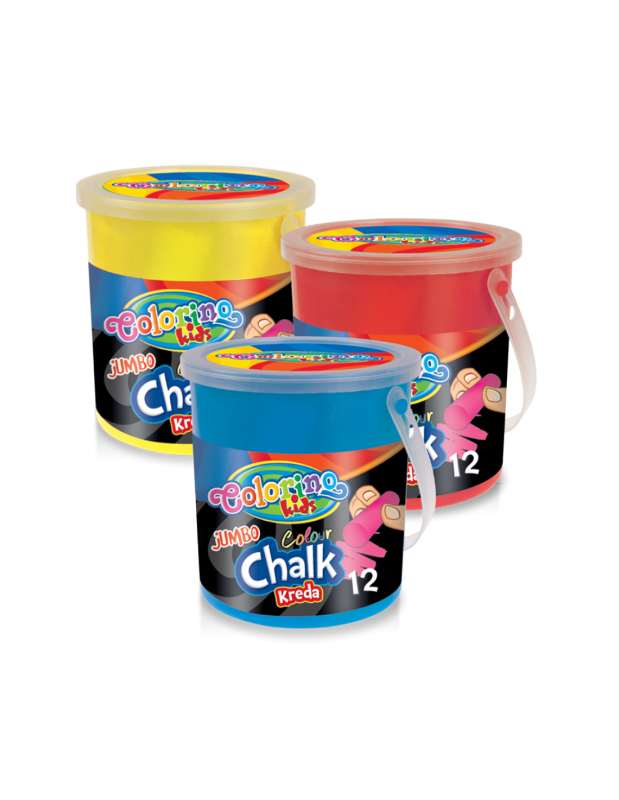 Kreda kolorowa Jumbo Colorino Kids wiaderko 12 sztuk mix