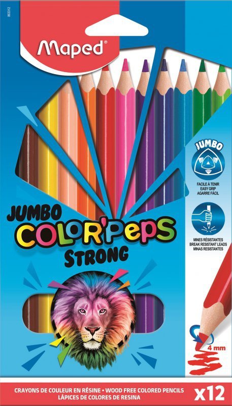 Kredki ołówkowe Maped Colorpeps Strong Jumbo trójkątne 12 kolorów