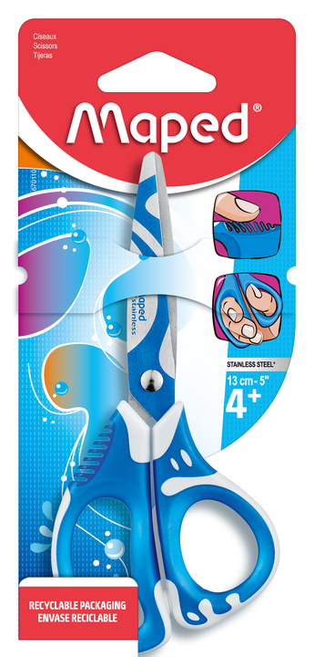Nożyczki Maped zenoa fit szkolne asymetryczne niebieski 13 cm blister 670190