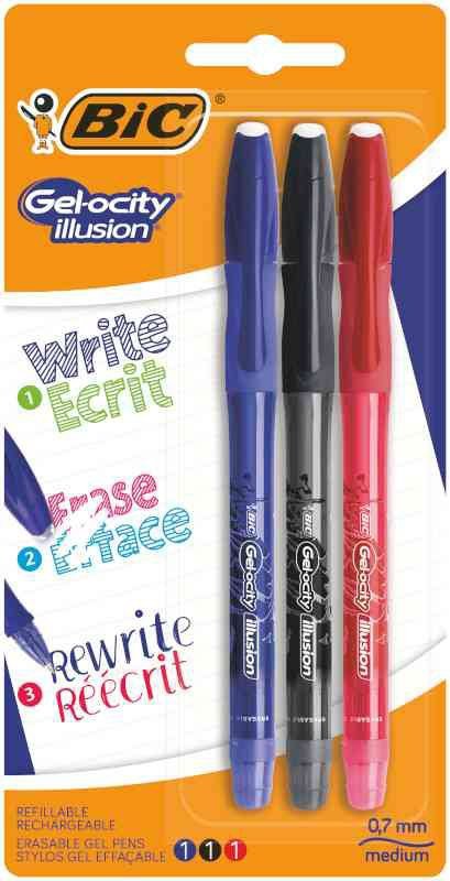 Długopis wymazywalny Gel-ocity illusion BIC czarny blister 1szt