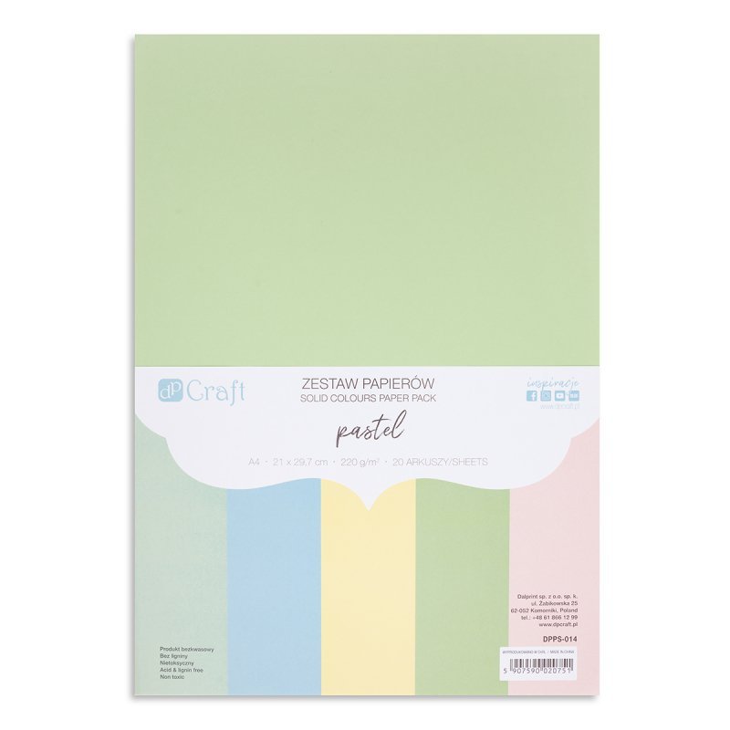 Zestaw papierów A4 Pastel 220g  20 ark.