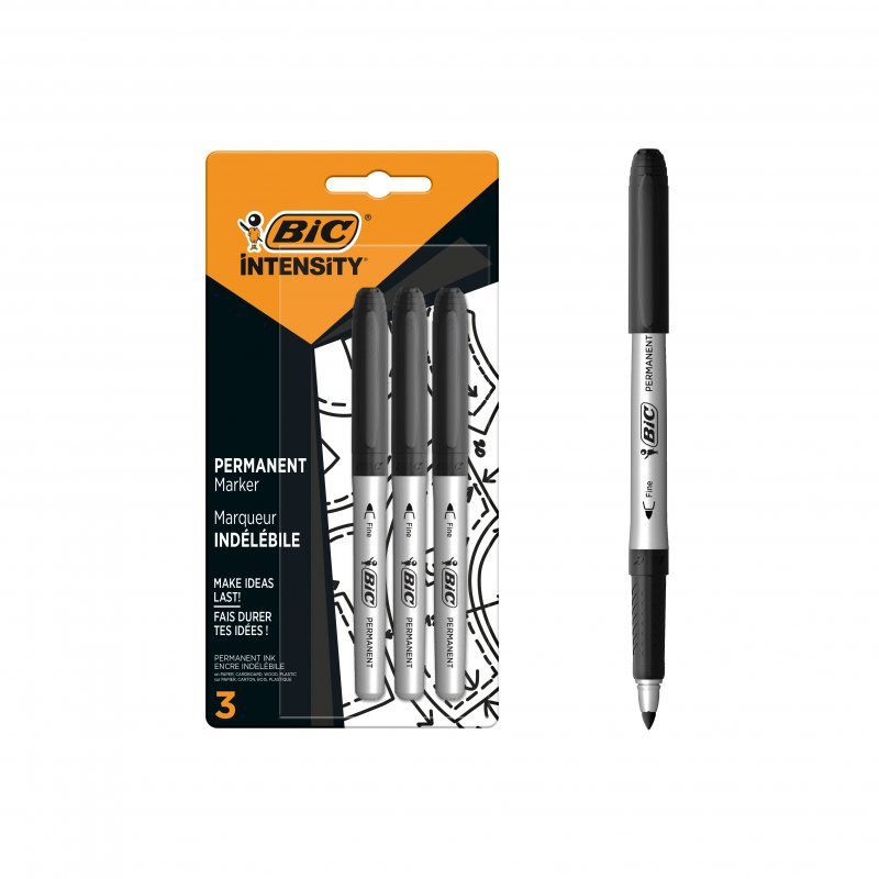 BIC Intensity Permanent Fine 1.8mm Marker czarny Blister 3szt