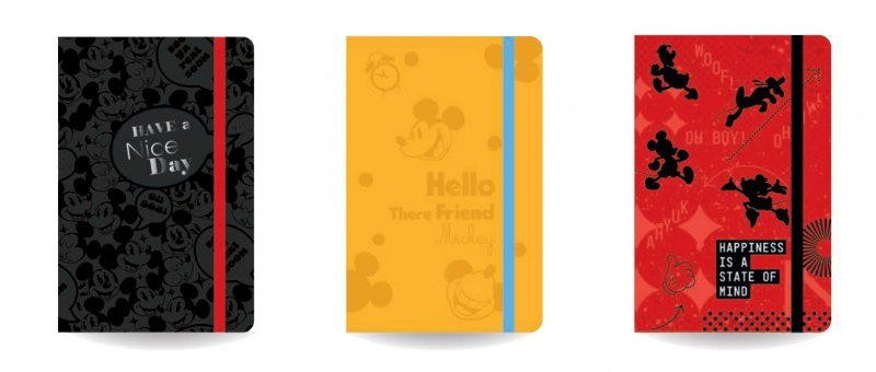 DISNEY FASHION - NOTES A5 / 80 K. LINIA Z GUMKĄ 3 SZT. MIX /MICKEY MOUSE /3/