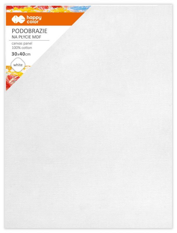 Podobrazie bawełniane białe 30x40 impregnowane MDF Happy Color