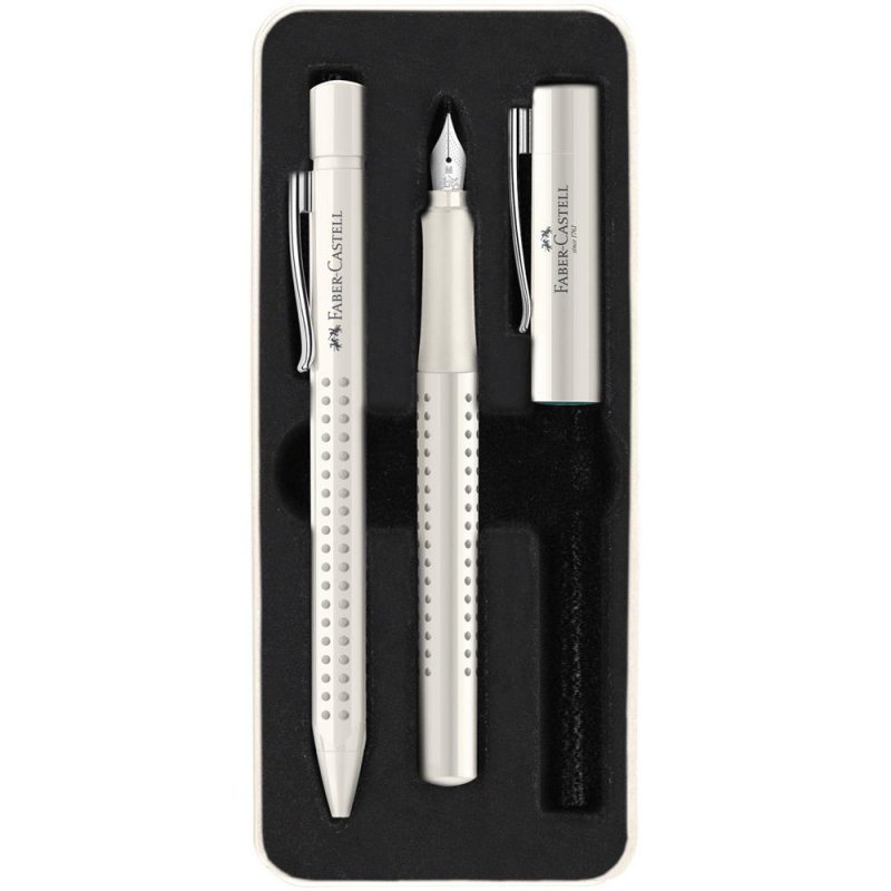 Zestaw prezentowy grip 2010 pióro wieczne + długopis coconut milk opakowanie metalowe faber-castell