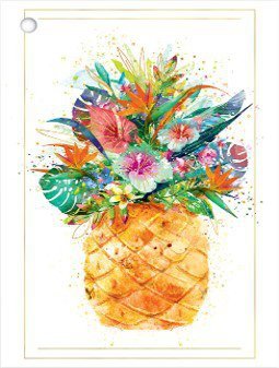 Karnet mini B8 Ananas z kwiatami 5 sztuk