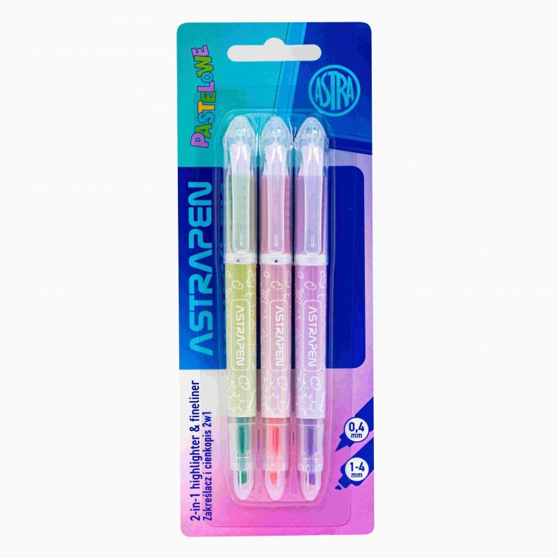 Zakreślacz i cienkopis 2w1 Astrapen pastelowe 3 kolory