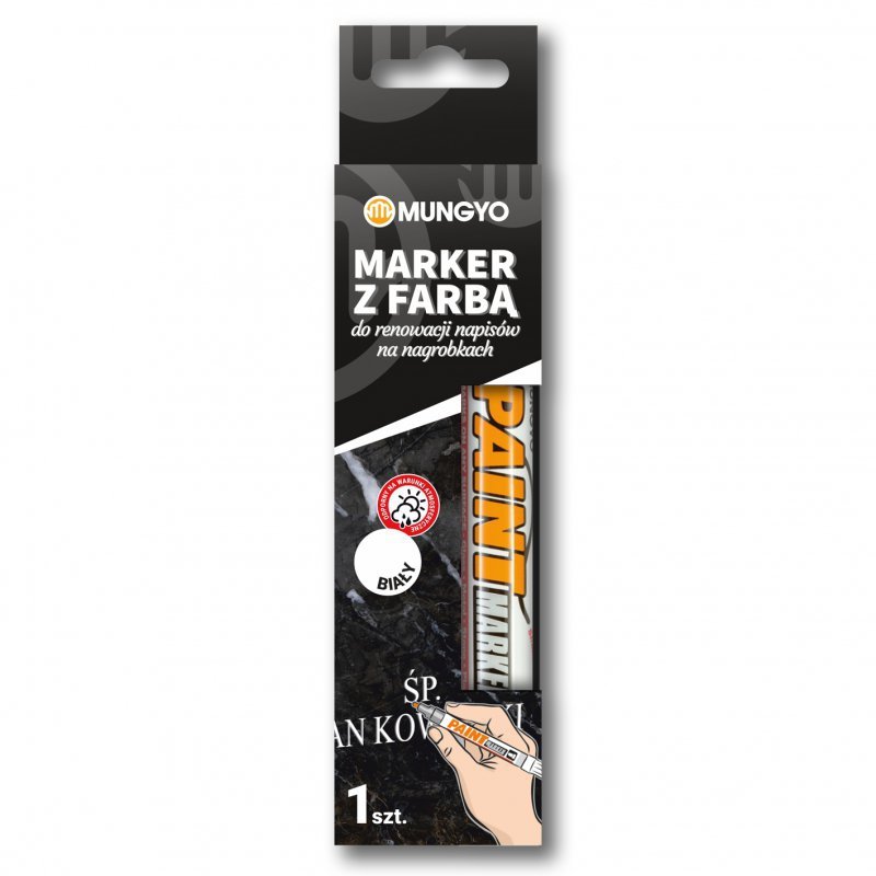 Marker z farbą do renowacji napisów na nagrobkach Mungyo biały