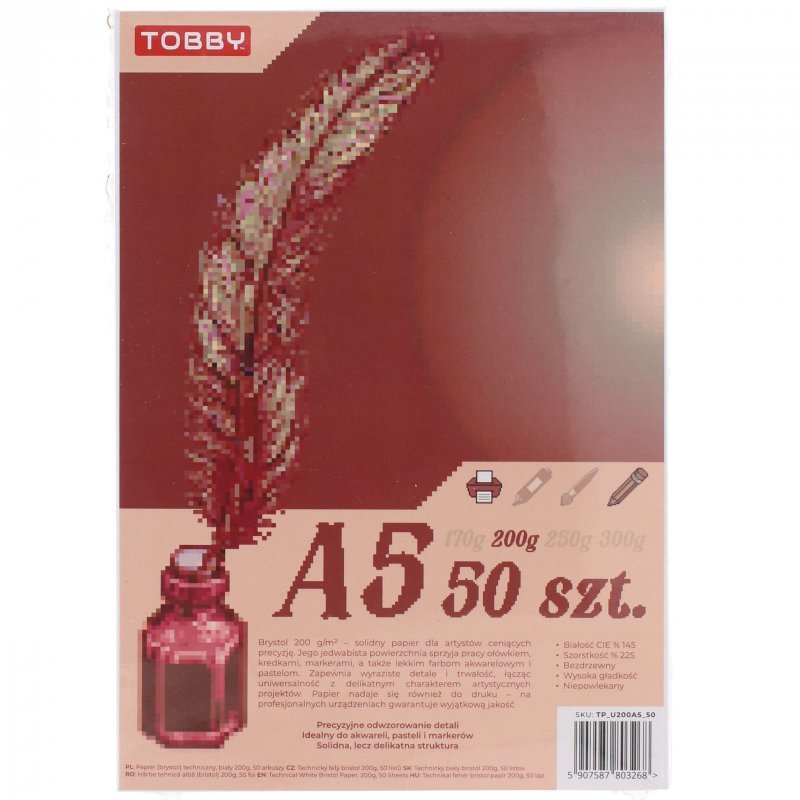 Papier Brystol 200g A5 50 ark.