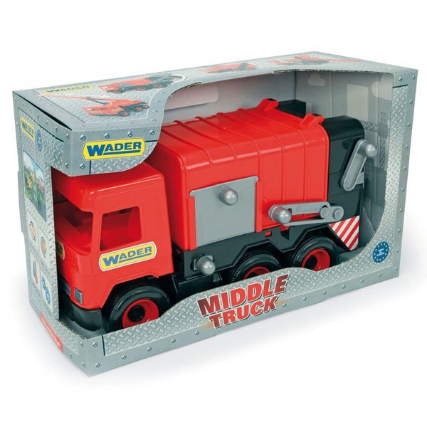 Śmieciarka Middle Truck czerwona w kartonie