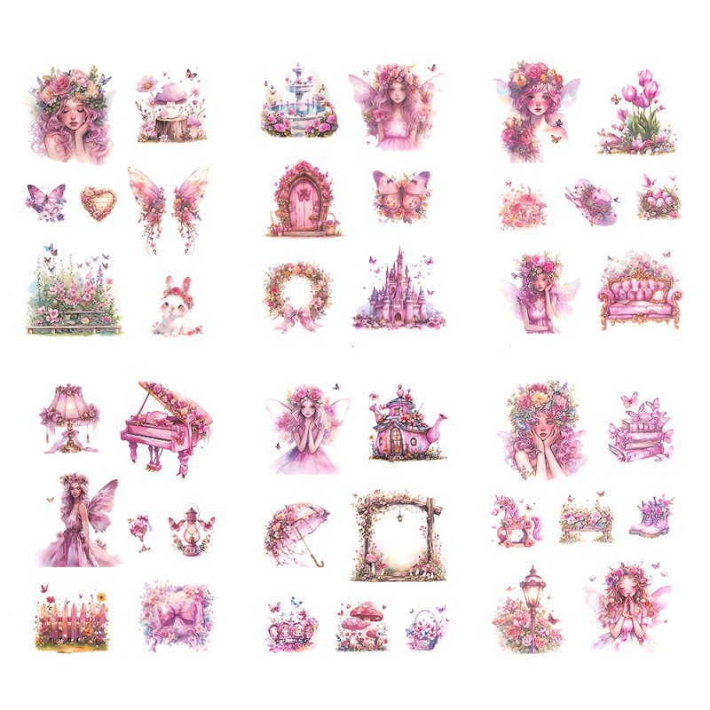 Naklejki pet połyskujące wróżki pink 6 arkuszy