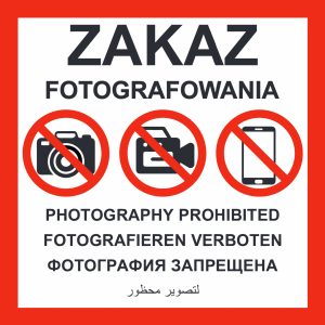 Tablica zakaz fotografowania 60/60cm