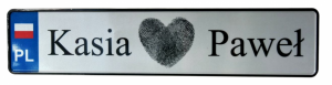 Tablica rejestracyjna ślubna aluminiowa – personalizowana pamiątka ślubna
