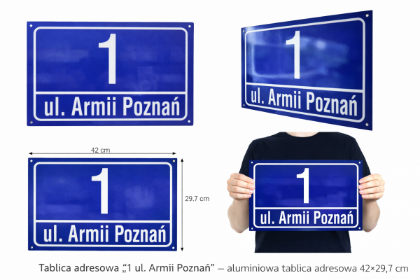 Tabliczka adresowa, aluminiowa, odblaskowa 42/29,7cm