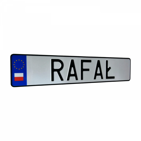 Tablica rejestracyjna z imieniem 
