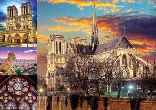 Puzzle 1000 elementów Notre Dame Kolaż