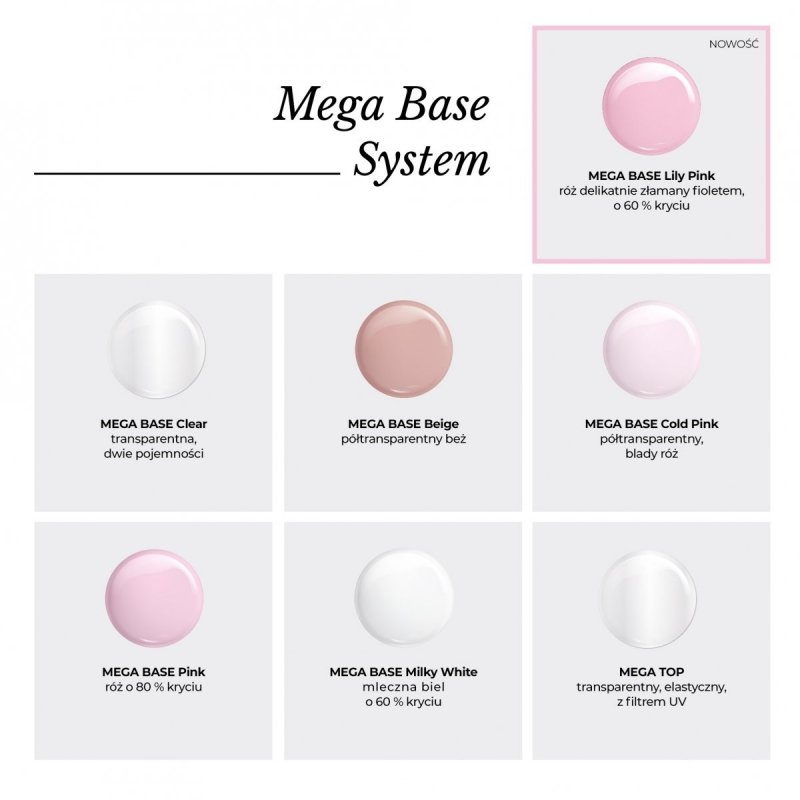       Mega Base - kolor Lily Pink - Baza Hybrydowa