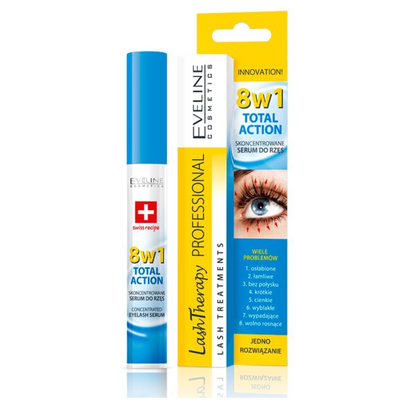 Eveline Cosmetics Lash Therapy Professional 8w1 Total Action skoncentrowane serum do rzęs 8x10ml