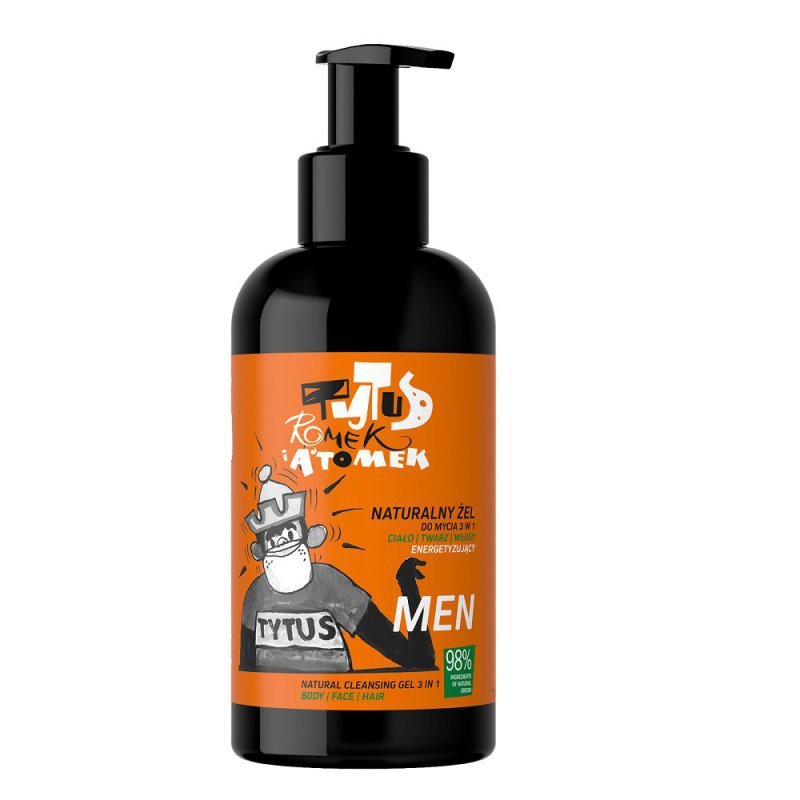 4organic Men energetyzujący żel do mycia 3w1 ciała twarzy i włosów Tytus Romek i A&#039;Tomek 200ml