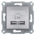Asfora Gniazdo ładowarki USB prąd ładowania 2.1A bez ramki aluminium EPH2700261
