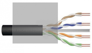 Kabel teleinformatyczny U/UTP kat.6 PE zewnętrzny suchy czarny Fca DK-1611-V-1-OD /100m/