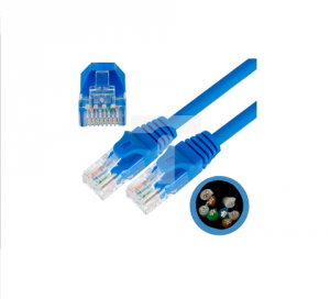 Patchcord UTP kat.5e kabel sieciowy LAN 2x RJ45 linka niebieski 0,5m NEKU
