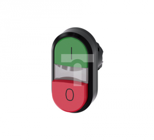 Przycisk podwójny 22mm okrągły tworzywo zielony i czerwony o Przyciski płaski / wysoki 3SU1000-3BB42-0AK0