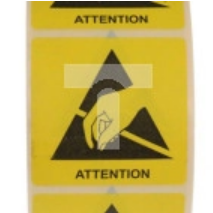 Etykieta ESD Żółty Papier, Tekst: Attention, Ostrzeżenie