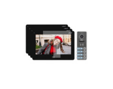 Zestaw wideodomofonowy 4-rodzinny, bezsłuchawkowy kolor, LCD 7, dotyk, menu OSD, pamięć, gniazdo na kartę SD,OR-VID-EX-1066/B