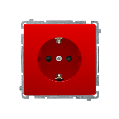 Simon Basic Gniazdo wtyczkowe z uziemieniem Schuko (moduł), z przesłonami torów prądowych, 16A, 250V~, zaciski śrubowe czerwone 