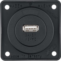 Integro Gniazdo USB ładowania pojedyncze, 12V, 3A; czarny mat, mechanizm czarny 926032503