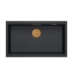 Quadron LOGAN 110 GraniteQ zlewozmywak pure carbon 76x44x23,5 cm 1-komorowy podwieszany z syfonem manualnym miedziany HQD7644U7PVDC1U